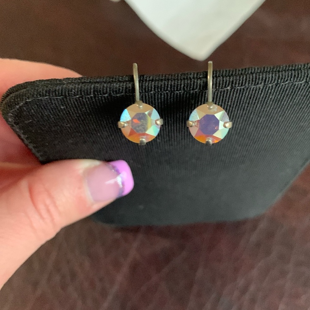 Sabika small stone iridescent neutral stone earrings